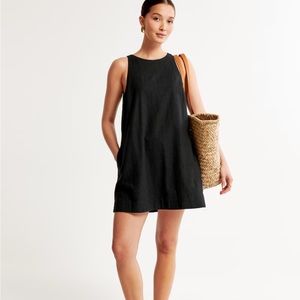 High neck linen dress